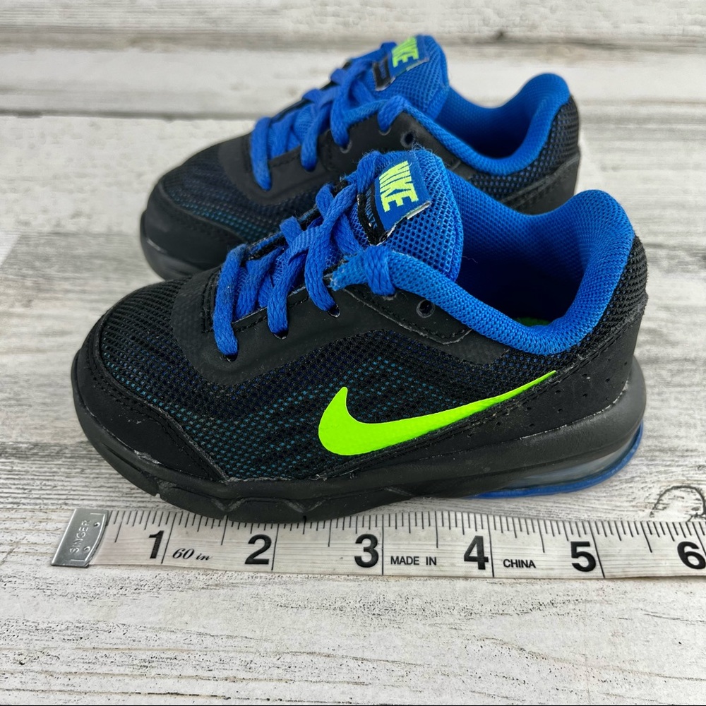 NIKE Black Royal Blue Lime Green Sneakers Child Size 5